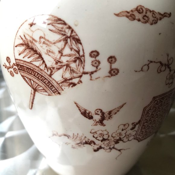 Rare 1800s FURNIVAL Fan & Bird Pattern Pitcher - Picture 8 of 10